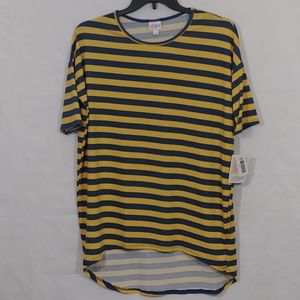 LuLaRoe Irma Comfortable Tunic Top Blue and Yellow Size Small NWT